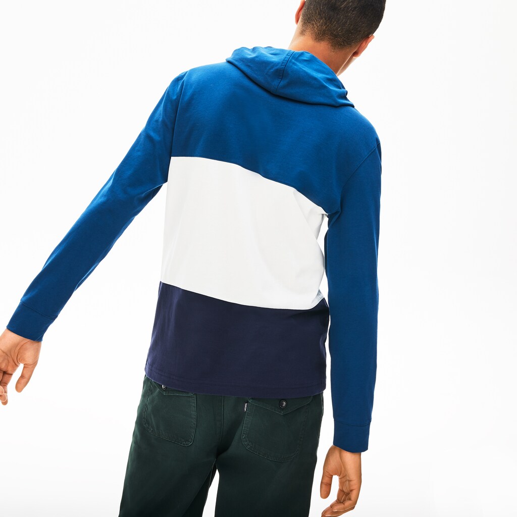 Mens   Color Block Long Sleeved Sweatshirt | Lacoste Navy Blue / White / Blue • Ztk