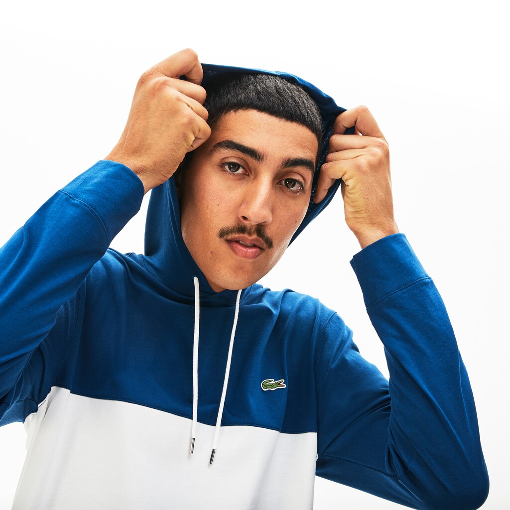 Mens   Color Block Long Sleeved Sweatshirt | Lacoste Navy Blue / White / Blue • Ztk