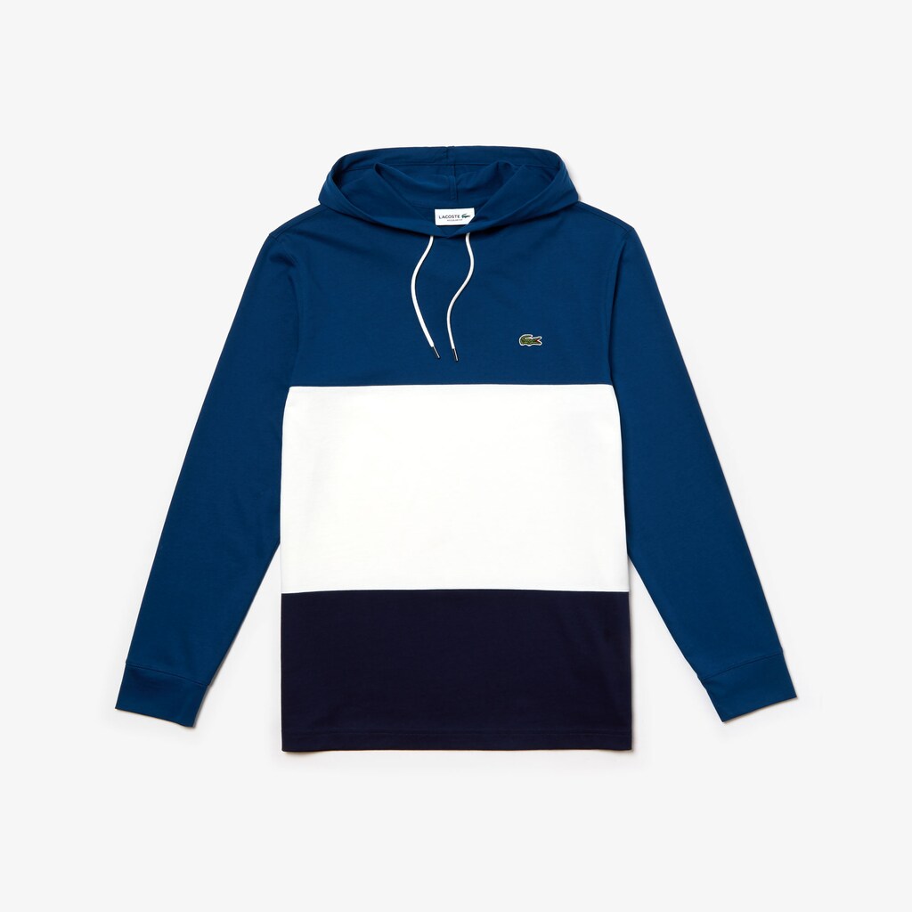 Mens   Color Block Long Sleeved Sweatshirt | Lacoste Navy Blue / White / Blue • Ztk