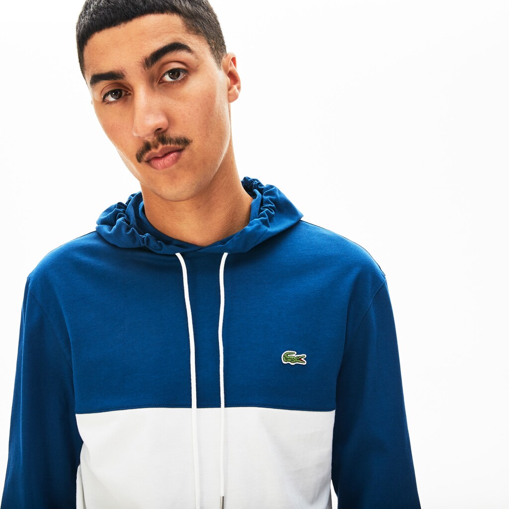 Mens   Color Block Long Sleeved Sweatshirt | Lacoste Navy Blue / White / Blue • Ztk
