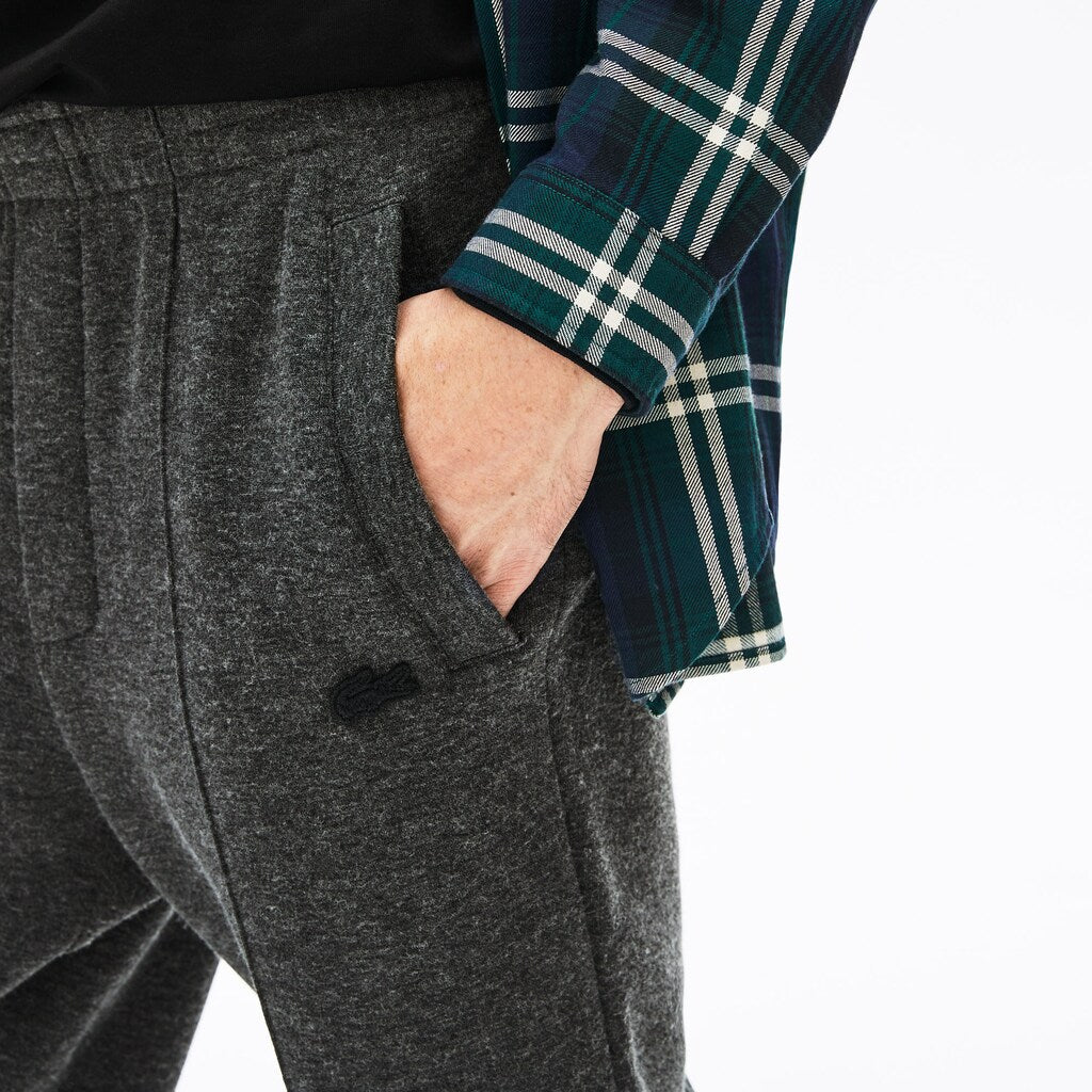 Mens   Cotton And Wool Blend Fleece Sweatpants | Lacoste Grey Chine • 2W1