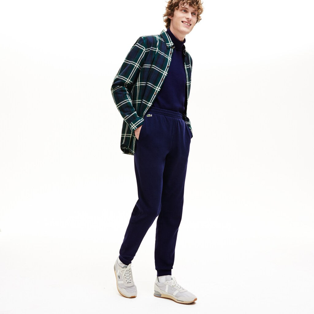 Mens   Elasticized Waistband Piqué Fleece Sweatpants | Lacoste Navy Blue • 166