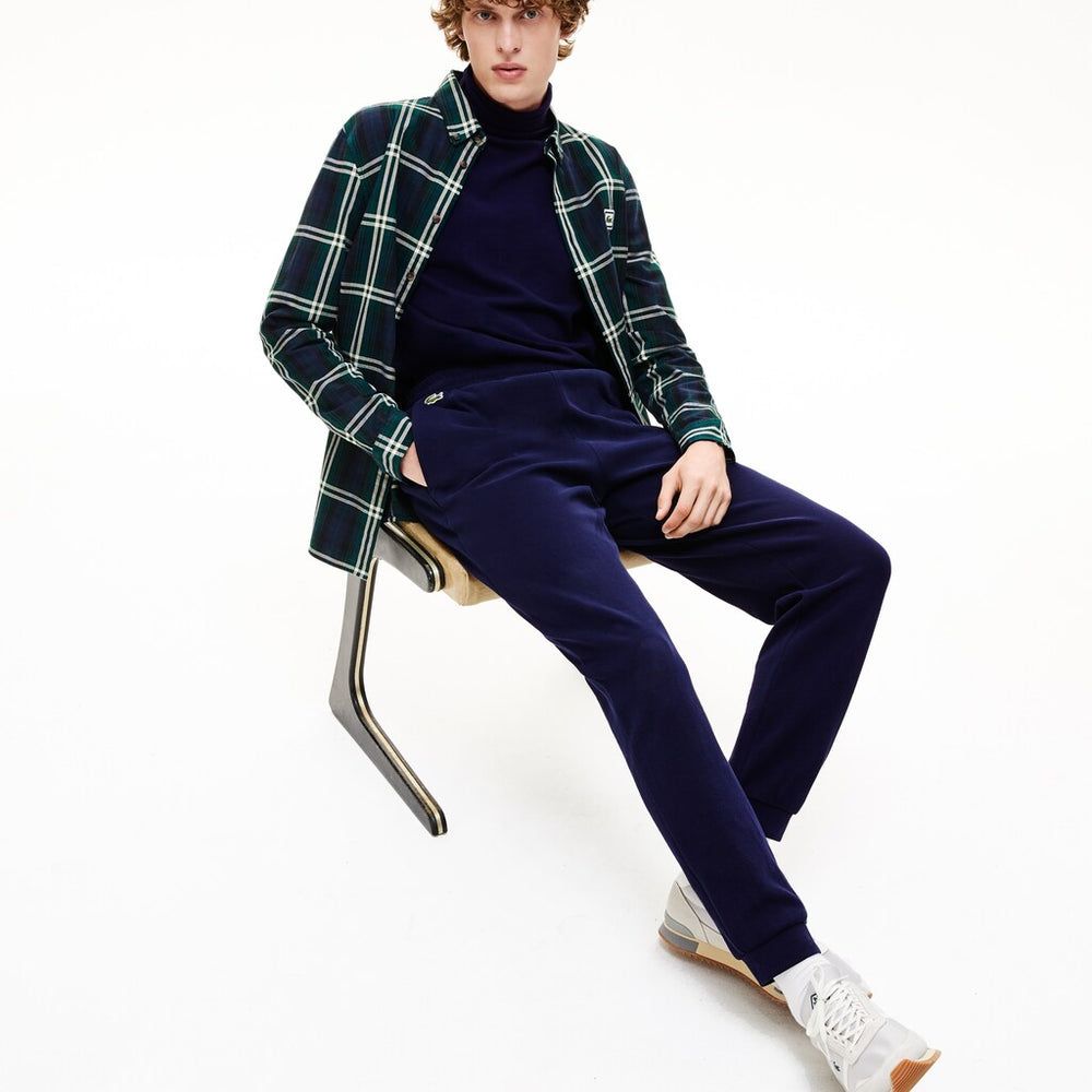 Mens   Elasticized Waistband Piqué Fleece Sweatpants | Lacoste Navy Blue • 166