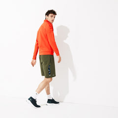 Mens   SPORT Zip Standup Neck Cotton Sweatshirt | Lacoste Orange / Blue • 4Vn
