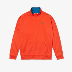Mens   SPORT Zip Standup Neck Cotton Sweatshirt | Lacoste Orange / Blue • 4Vn
