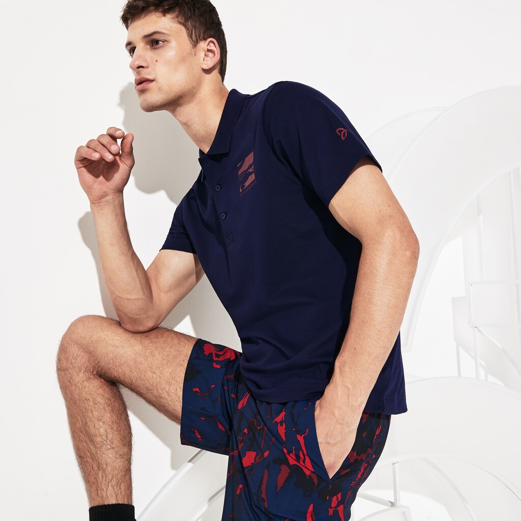Mens   SPORT Novak Djokovic Lightweight Cotton Polo | Lacoste Navy Blue / Bordeaux • 1Ye