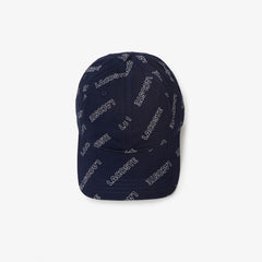 Mens Unisex LIVE Signature-Print Cotton Hat | Lacoste Navy Blue / White • 525