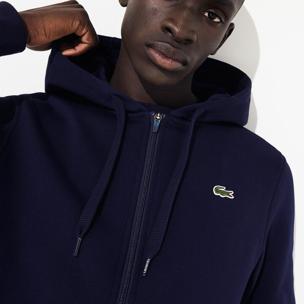 Mens   Presidents Cup Hooded Back-Printed Fleece Zip Golf Sweatshirt | Lacoste Navy Blue • 166