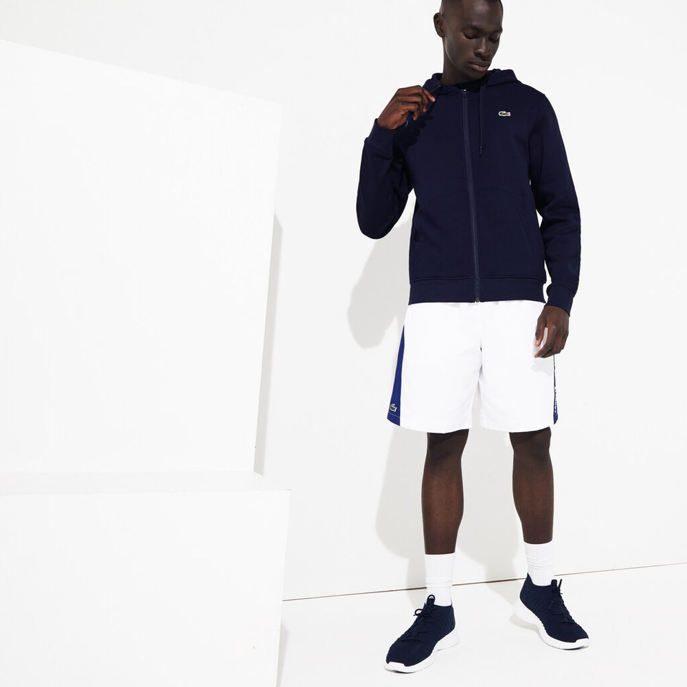 Mens   Presidents Cup Hooded Back-Printed Fleece Zip Golf Sweatshirt | Lacoste Navy Blue • 166