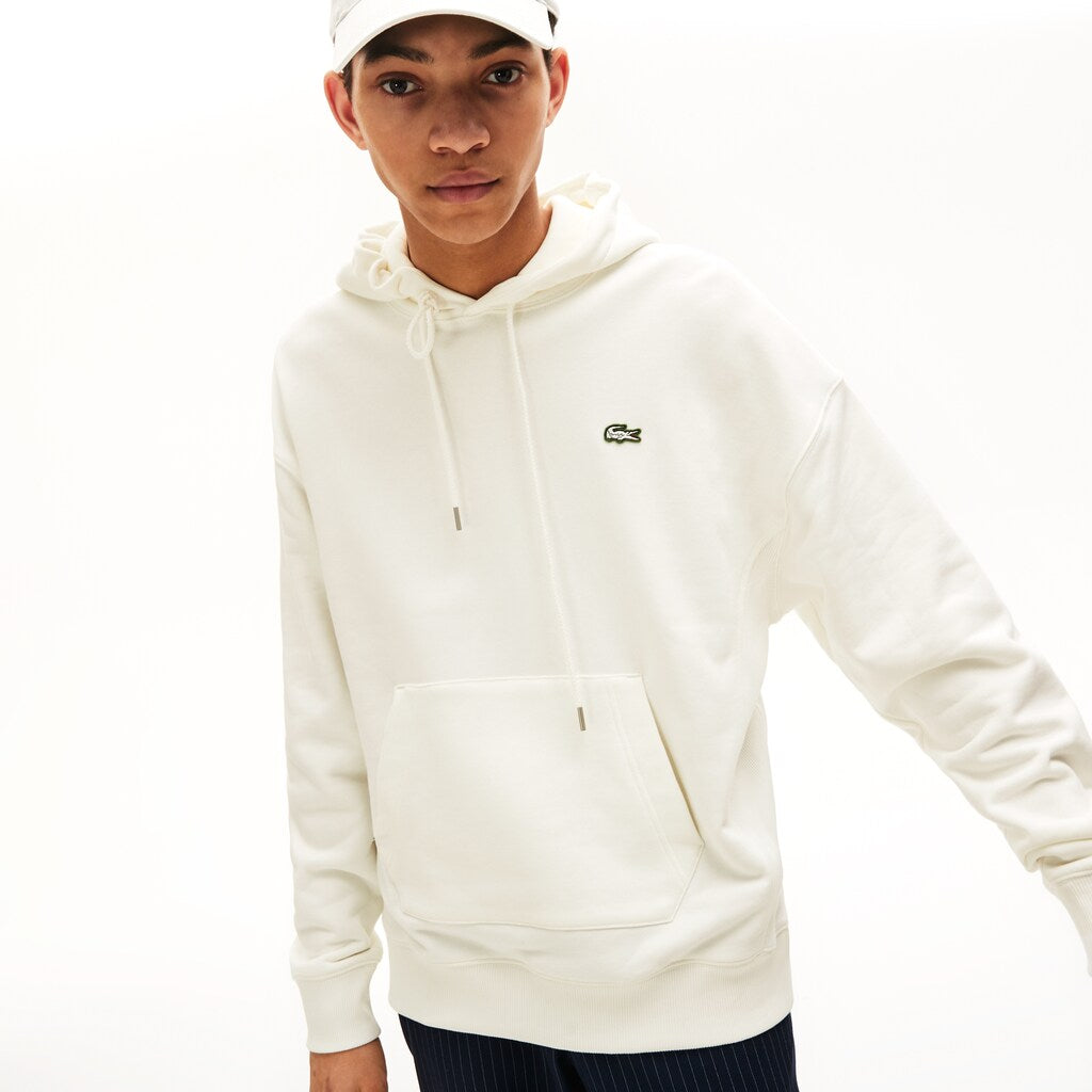 Mens/Womens Unisex LIVE Kangaroo Pocket Hooded Sweatshirt | Lacoste White • 70V