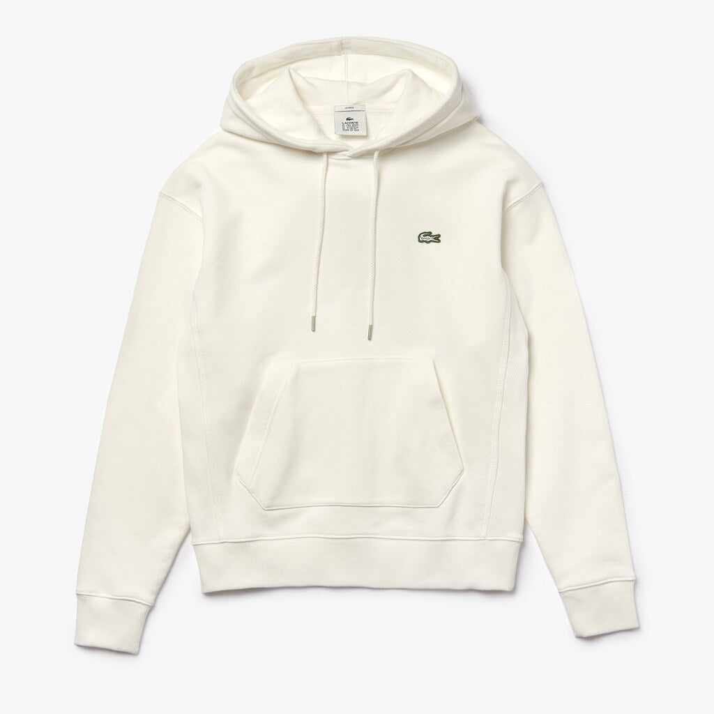 Mens/Womens Unisex LIVE Kangaroo Pocket Hooded Sweatshirt | Lacoste White • 70V