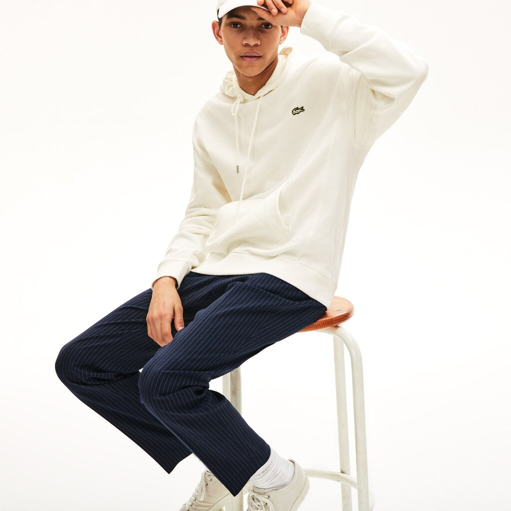 Mens/Womens Unisex LIVE Kangaroo Pocket Hooded Sweatshirt | Lacoste White • 70V