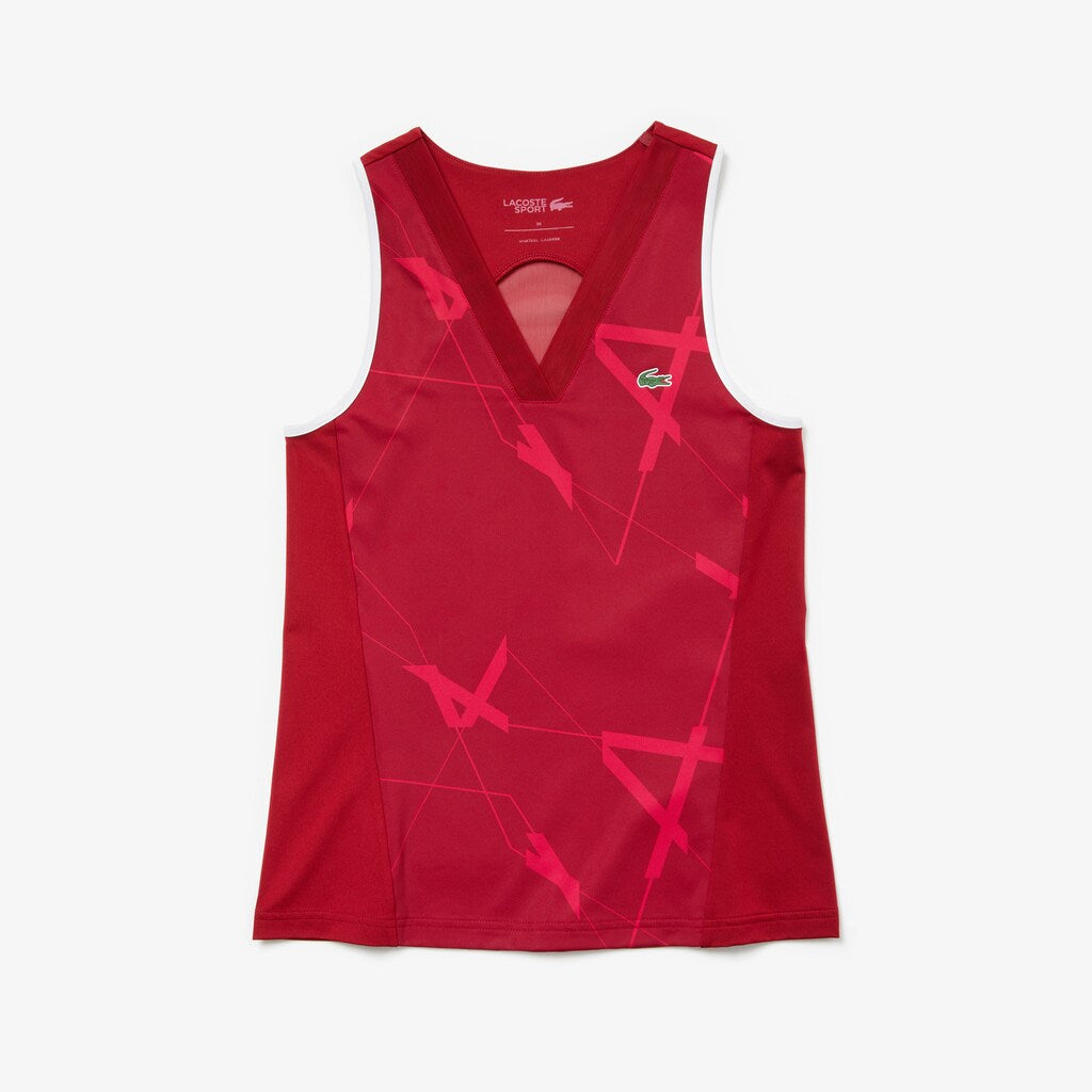 Womens Wo  SPORT Geometric Print Tennis Tank Top | Lacoste Bordeaux / Fushia Pink / White • Zlq