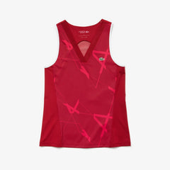 Womens Wo  SPORT Geometric Print Tennis Tank Top | Lacoste Bordeaux / Fushia Pink / White • Zlq