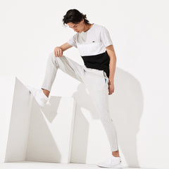 Mens   SPORT Fitted Cotton-Blend Sweatpants | Lacoste Grey Chine / Blue • 4We