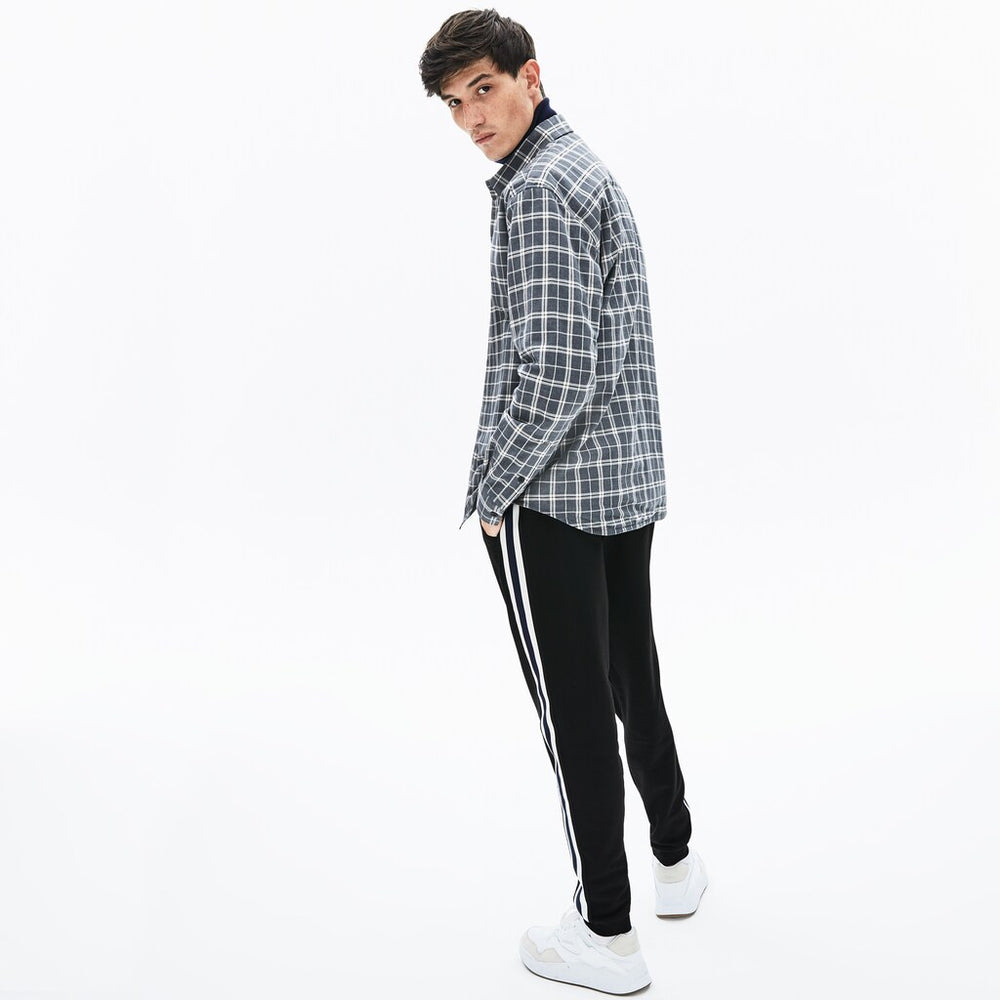Mens   Fleece Side Stripe Trackpants | Lacoste Black • 031