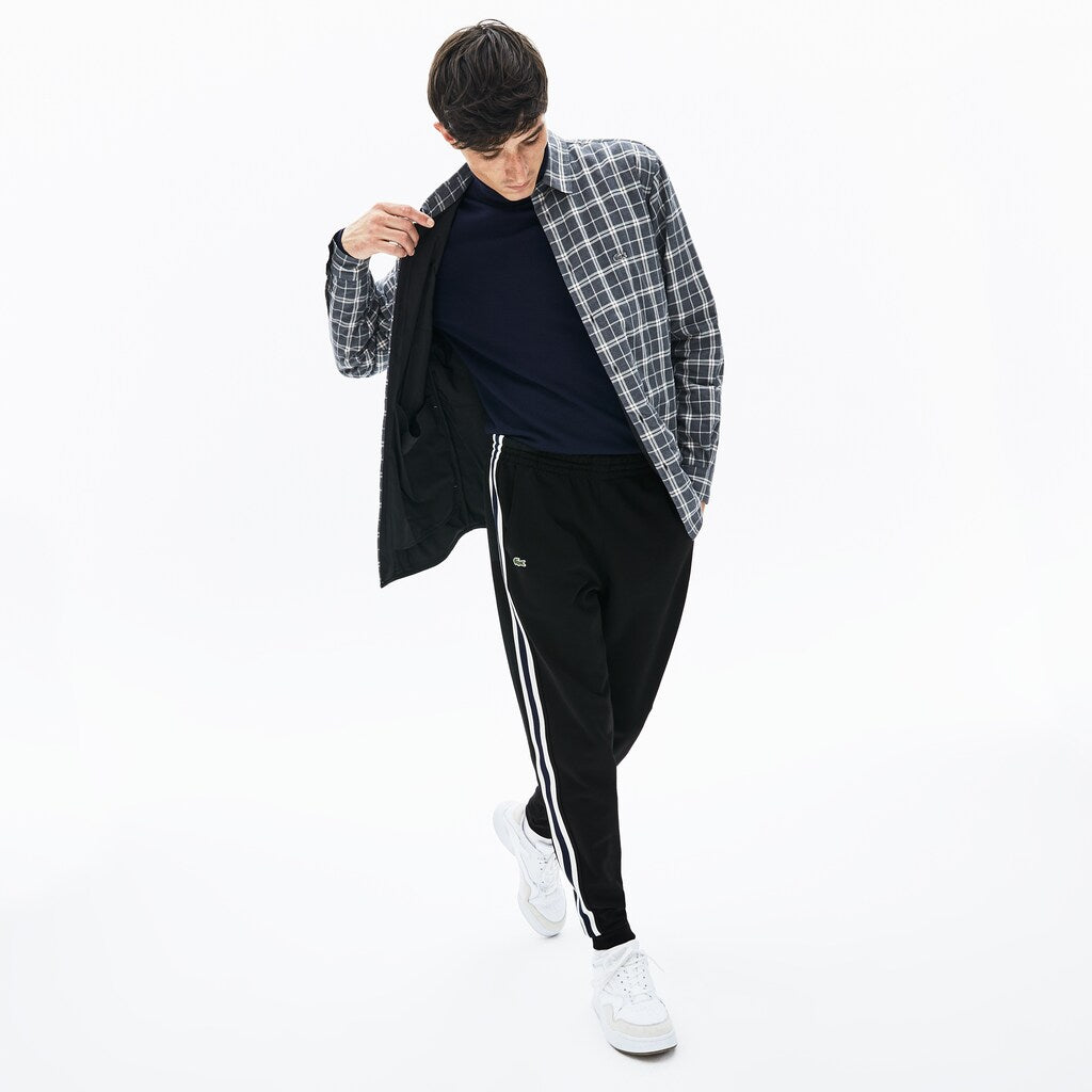 Mens   Fleece Side Stripe Trackpants | Lacoste Black • 031