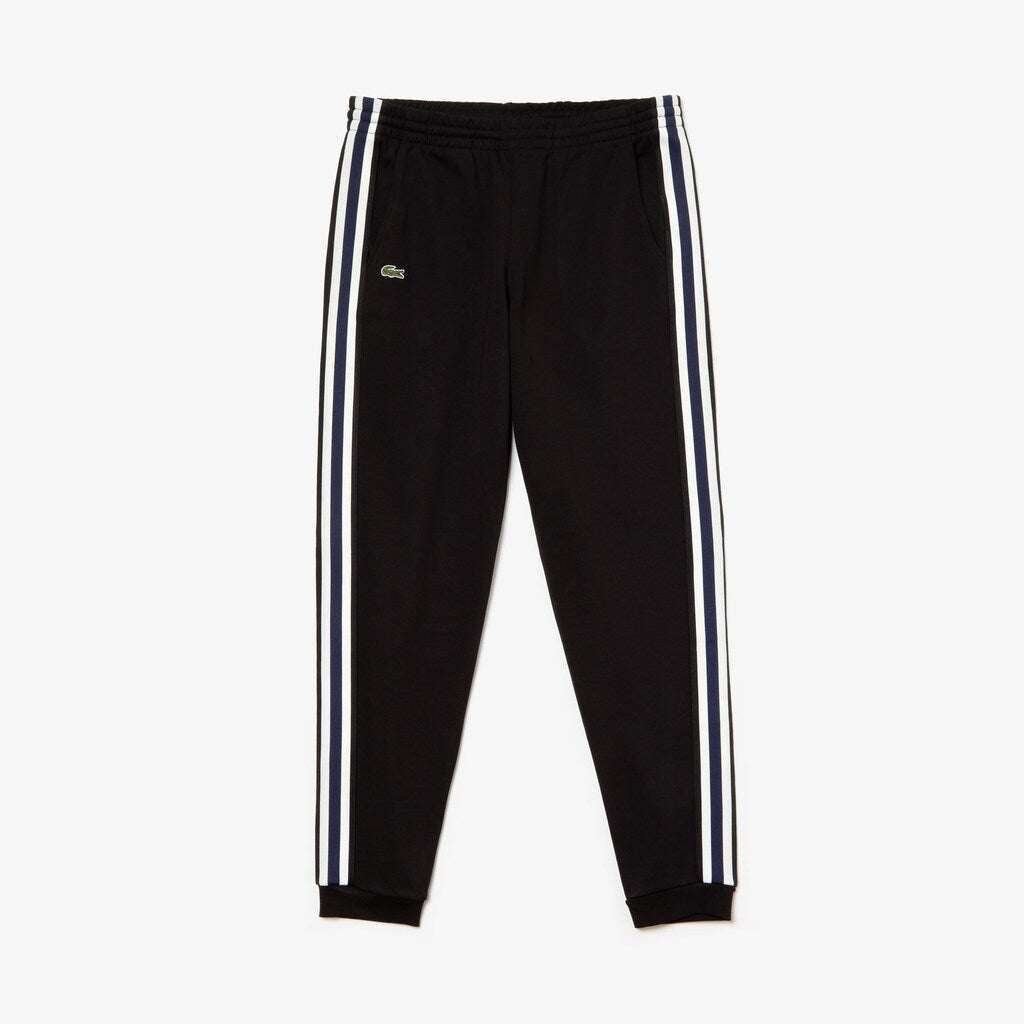 Mens   Fleece Side Stripe Trackpants | Lacoste Black • 031
