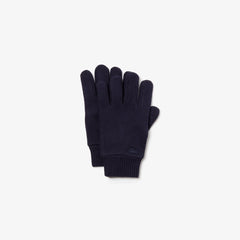 Mens   Cotton And Cashmere Knit Gloves | Lacoste Navy Blue • Mxq