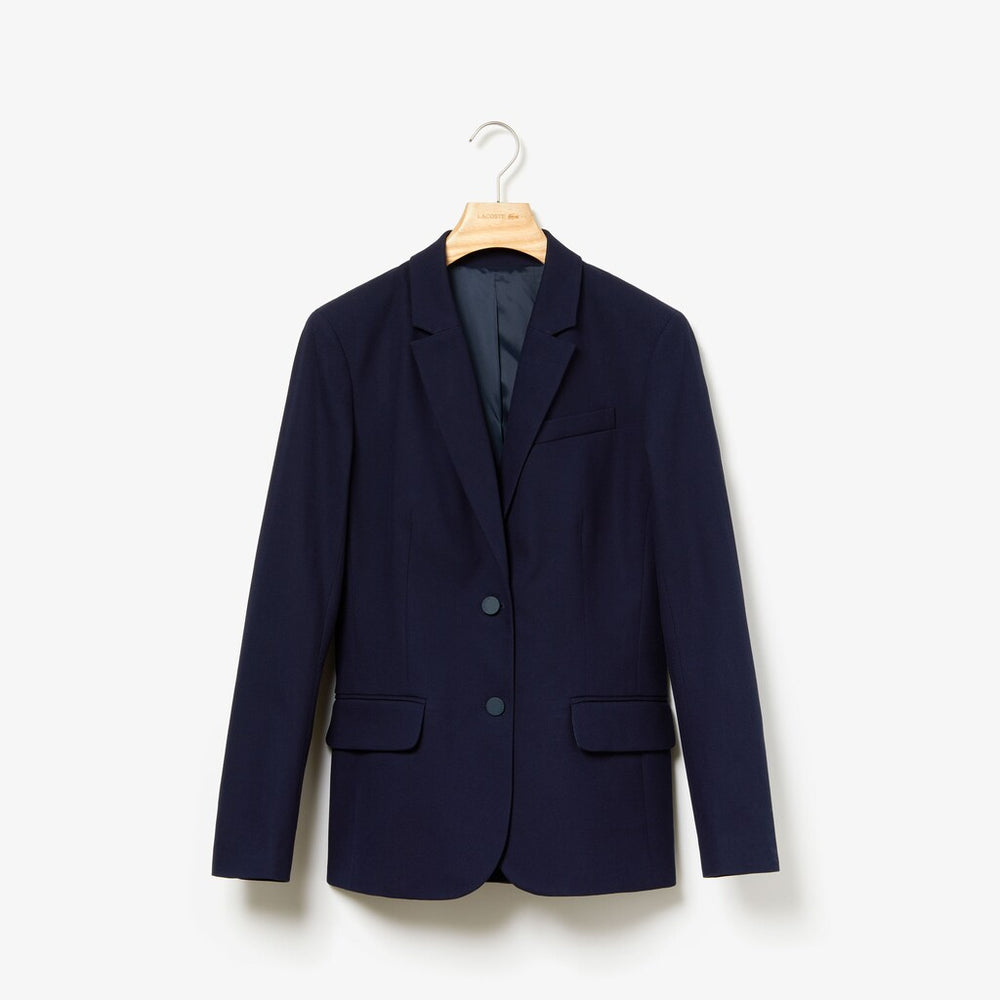 Womens Wo  Fitted Stretch Cotton Blazer | Lacoste Navy Blue • 166