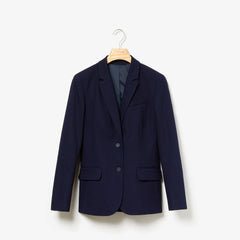 Womens Wo  Fitted Stretch Cotton Blazer | Lacoste Navy Blue • 166