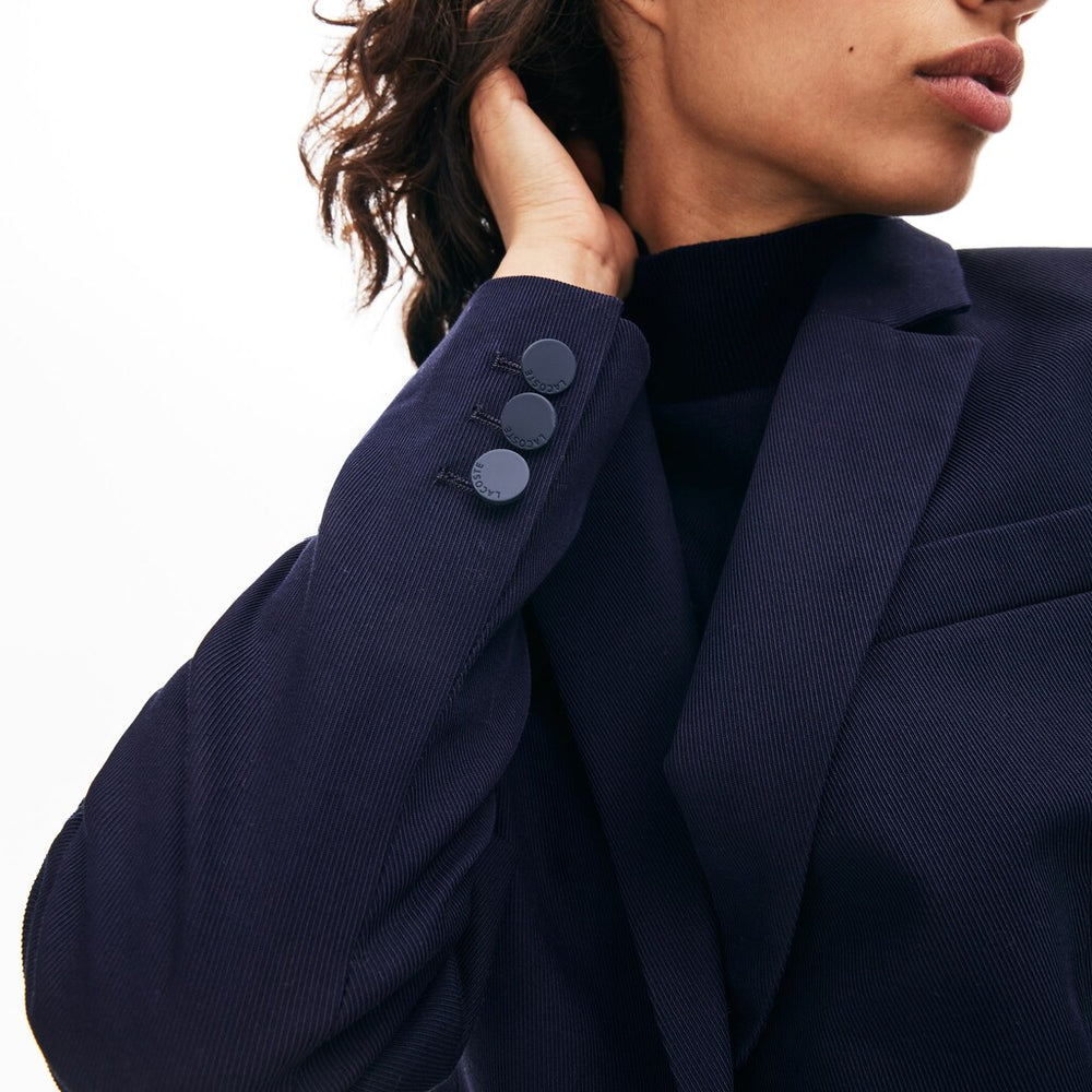 Womens Wo  Fitted Stretch Cotton Blazer | Lacoste Navy Blue • 166