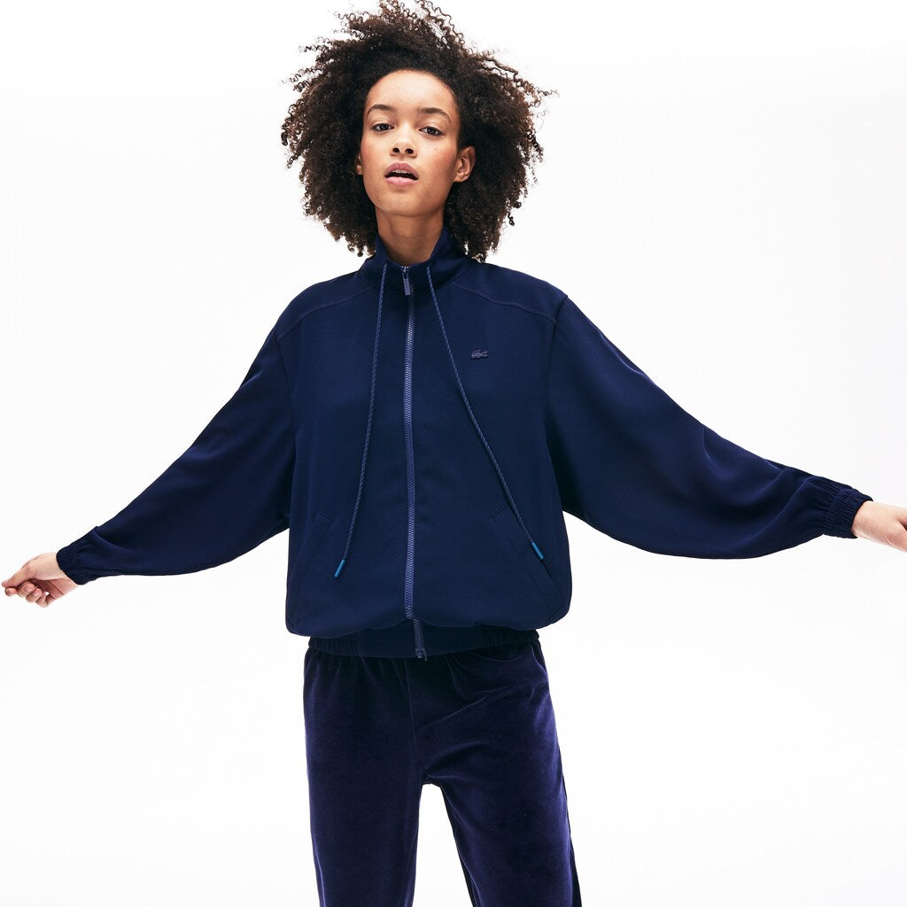Womens Wo  Motion Oversized Twill Zippered Jacket | Lacoste Navy Blue • 166