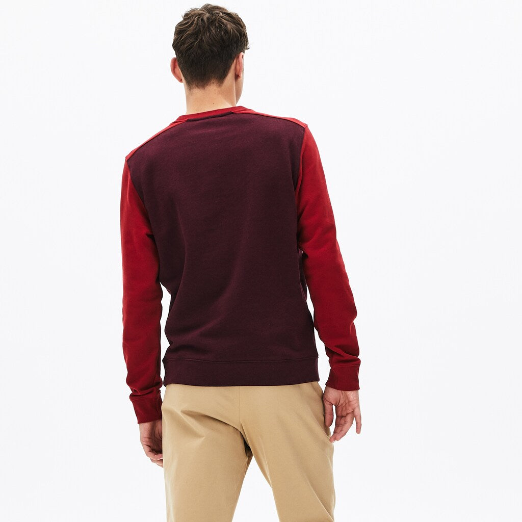 Mens   Color-Block Cotton Fleece Sweatshirt | Lacoste Bordeaux / White / Bordeaux • 1E2
