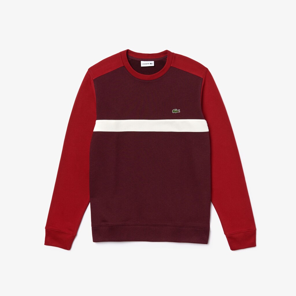 Mens   Color-Block Cotton Fleece Sweatshirt | Lacoste Bordeaux / White / Bordeaux • 1E2