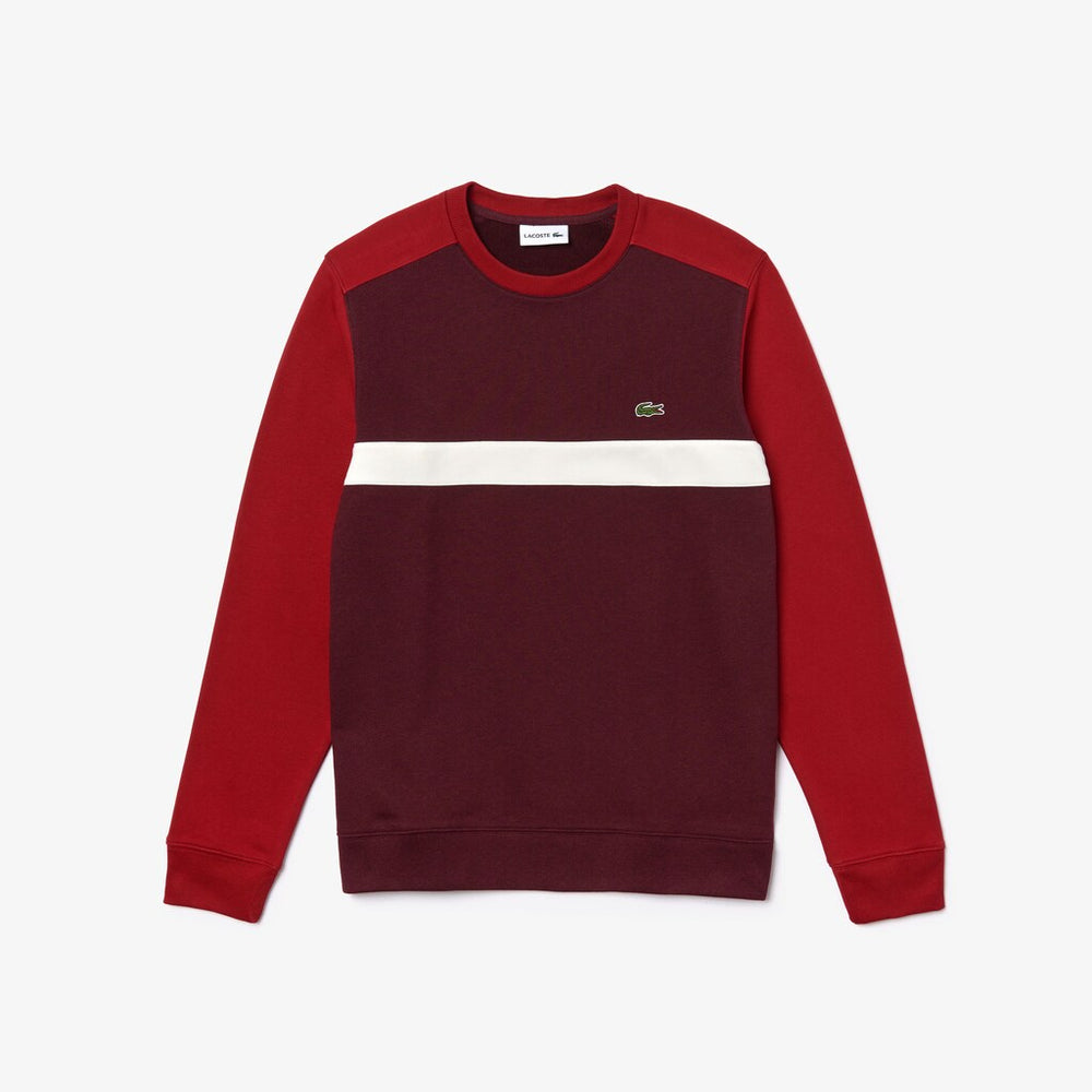 Mens   Color-Block Cotton Fleece Sweatshirt | Lacoste Bordeaux / White / Bordeaux • 1E2