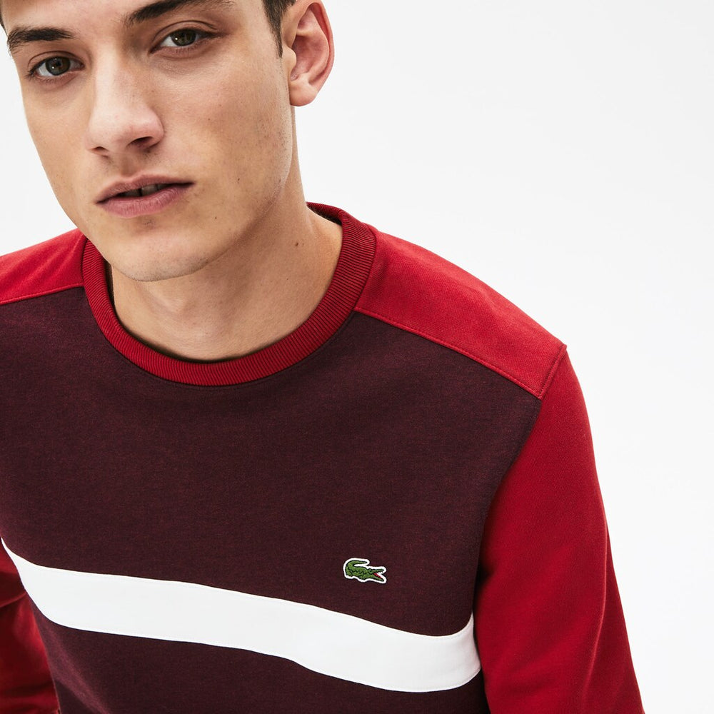Mens   Color-Block Cotton Fleece Sweatshirt | Lacoste Bordeaux / White / Bordeaux • 1E2