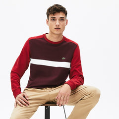 Mens   Color-Block Cotton Fleece Sweatshirt | Lacoste Bordeaux / White / Bordeaux • 1E2