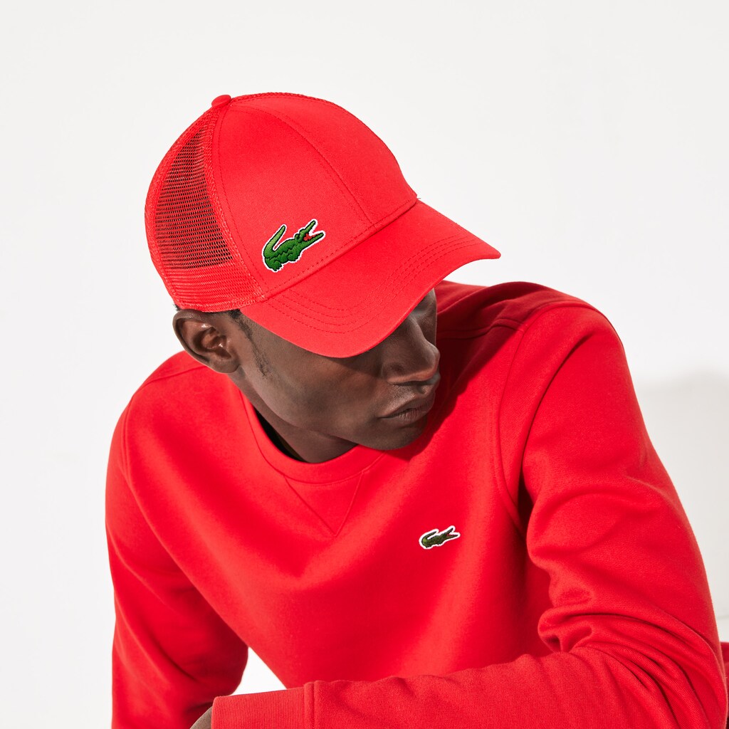Mens   SPORT Mesh Panel Cotton Cap | Lacoste Red • 240