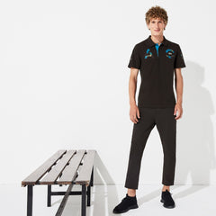 Mens   Camo Logo Ultra-Light Cotton Polo | Lacoste Black / Blue / Khaki Green / Blue • 2Cy