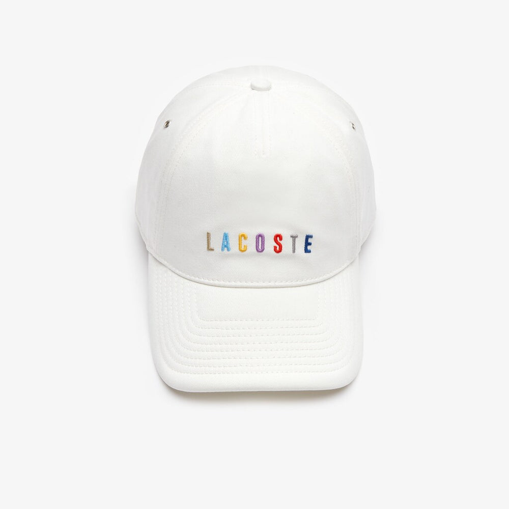 Mens   Multicolored Logo Cotton Cap | Lacoste White • 70V