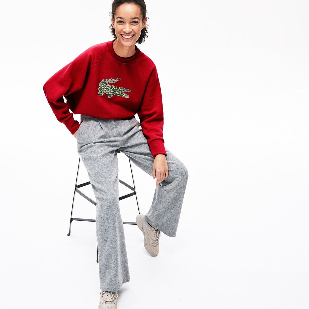 Womens Wo  Crewneck Multi Croc Logo Fleece Sweatshirt | Lacoste Pink • Zv9