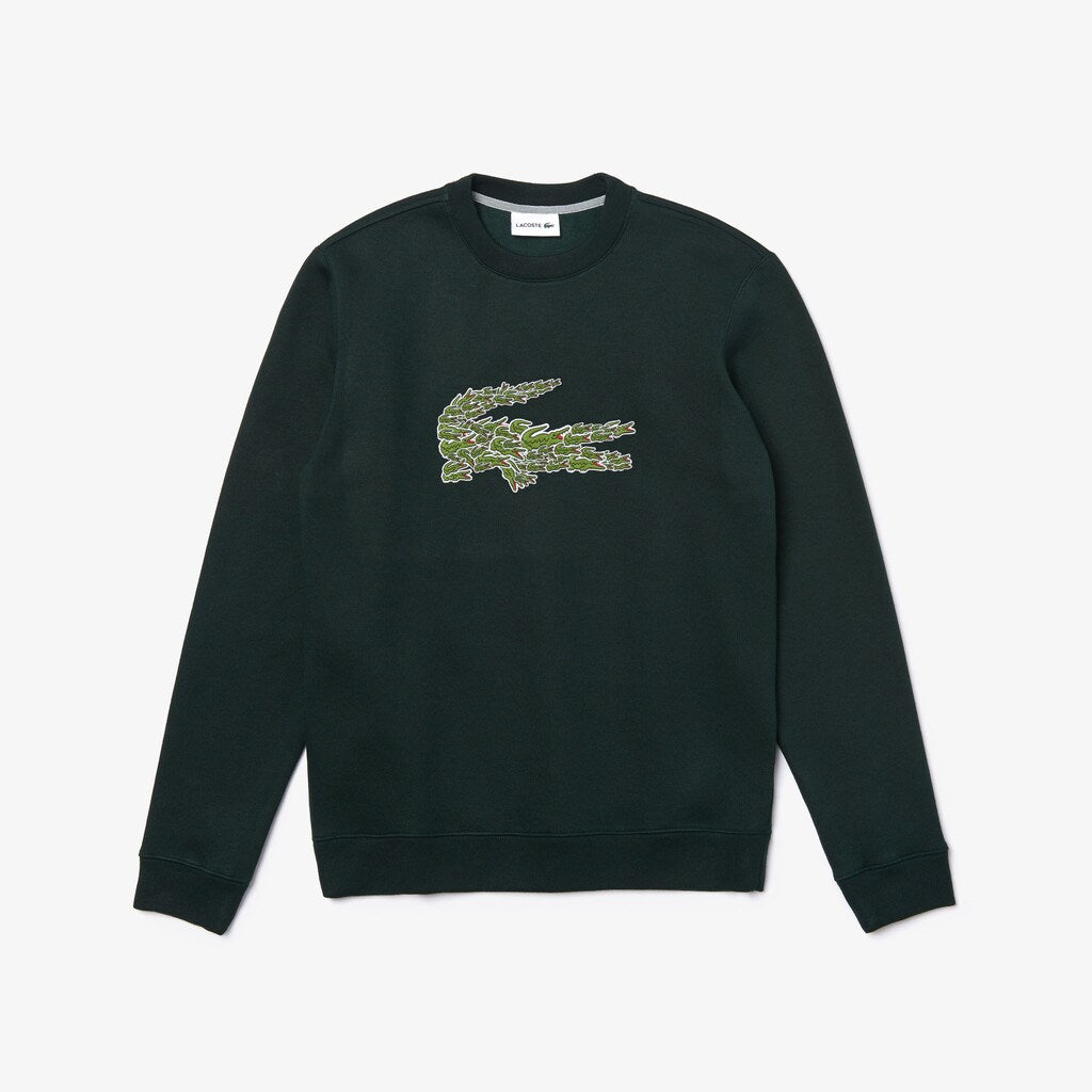 Mens   Crewneck Croco Magic Logo Fleece Sweatshirt | Lacoste Green • Yzp