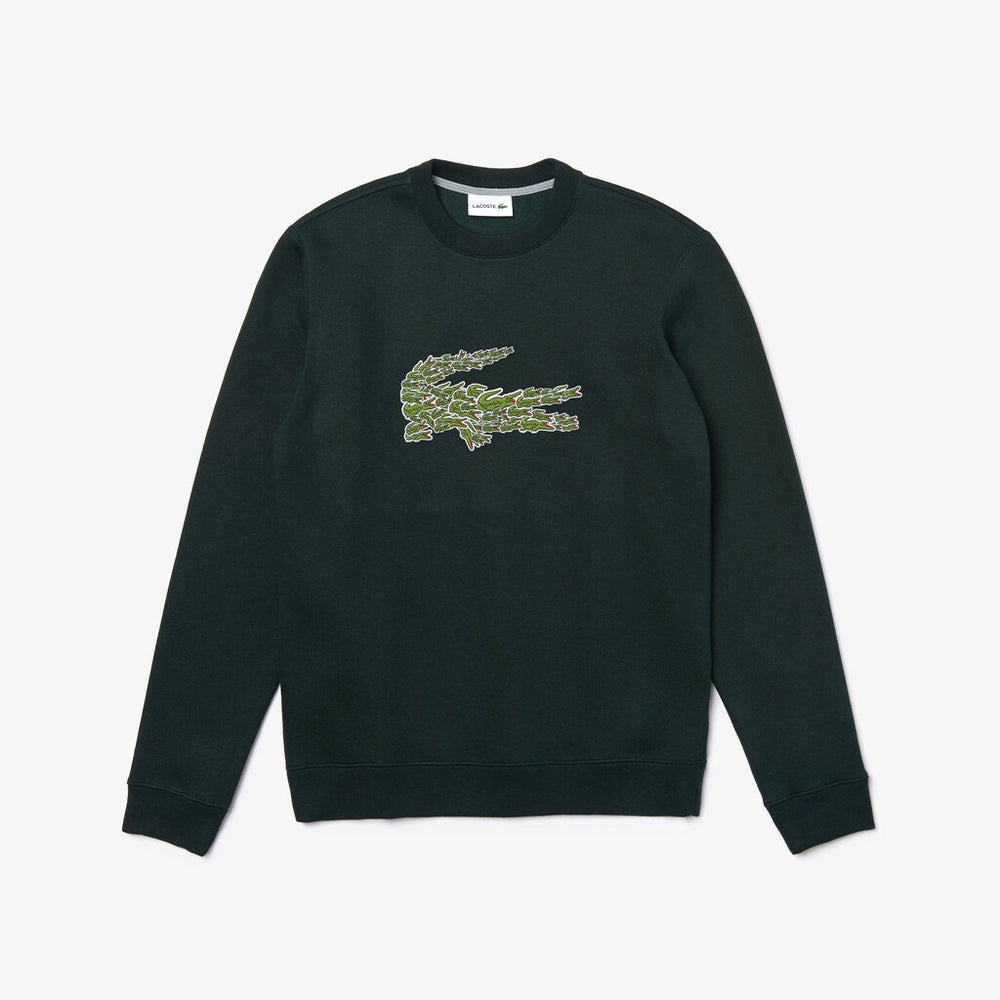 Mens   Crewneck Croco Magic Logo Fleece Sweatshirt | Lacoste Green • Yzp