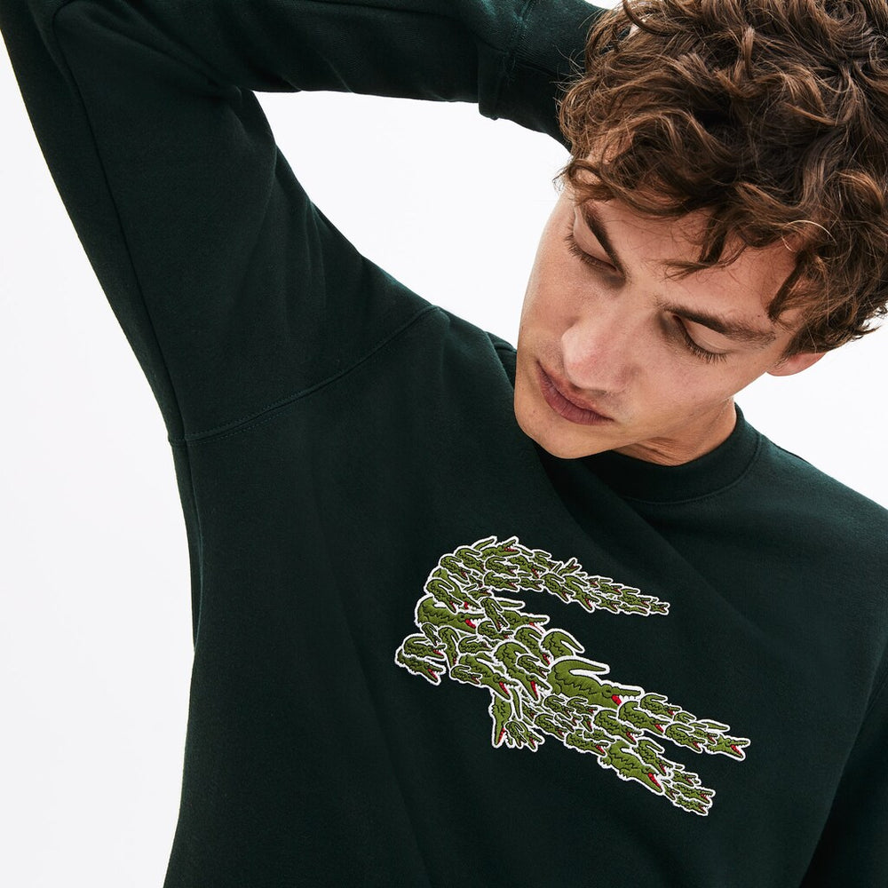 Mens   Crewneck Croco Magic Logo Fleece Sweatshirt | Lacoste Green • Yzp
