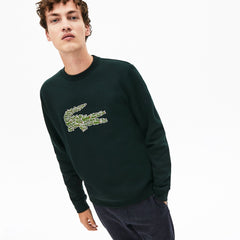Mens   Crewneck Croco Magic Logo Fleece Sweatshirt | Lacoste Green • Yzp