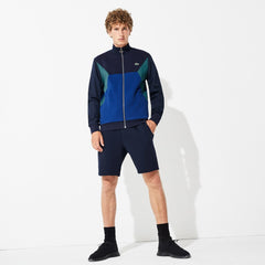Mens   SPORT Color-Blocked Zip Up Tennis Sweatshirt | Lacoste Navy Blue / Green • 3Zx