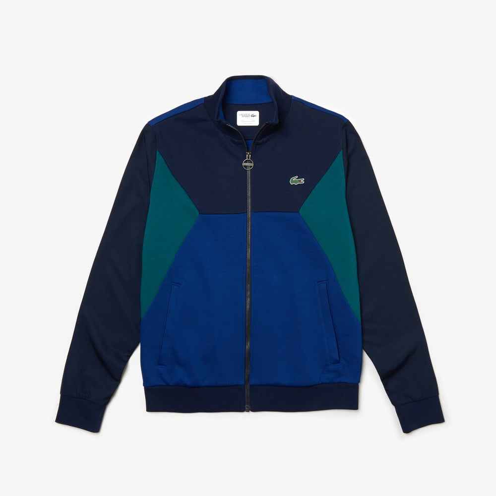 Mens   SPORT Color-Blocked Zip Up Tennis Sweatshirt | Lacoste Navy Blue / Green • 3Zx