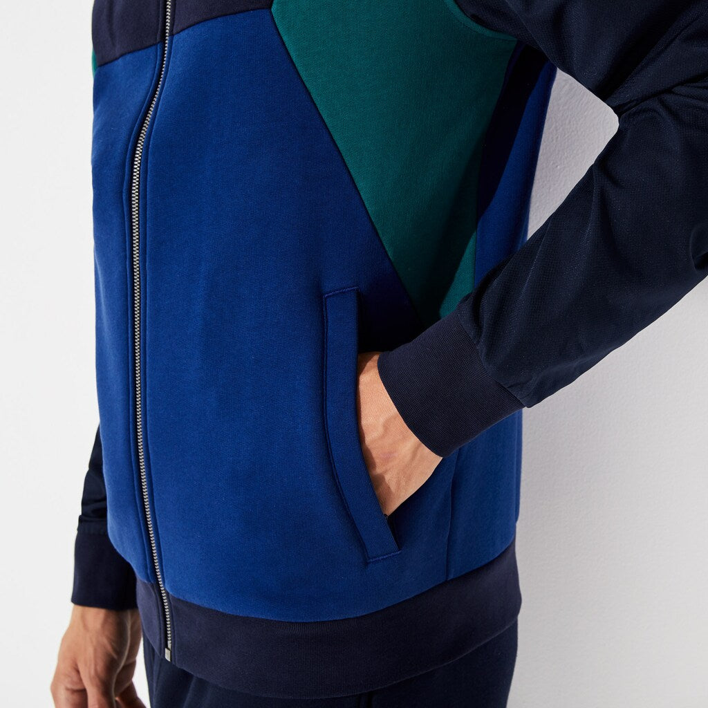 Mens   SPORT Color-Blocked Zip Up Tennis Sweatshirt | Lacoste Navy Blue / Green • 3Zx