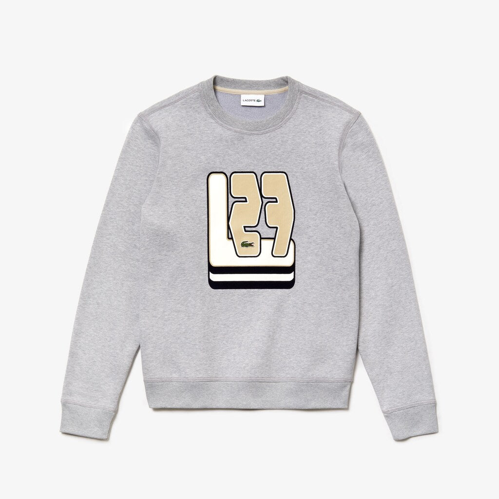 Mens   Crewneck L27-Print Cotton Blend Sweatshirt | Lacoste Grey Chine • Cca