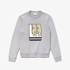Mens   Crewneck L27-Print Cotton Blend Sweatshirt | Lacoste Grey Chine • Cca