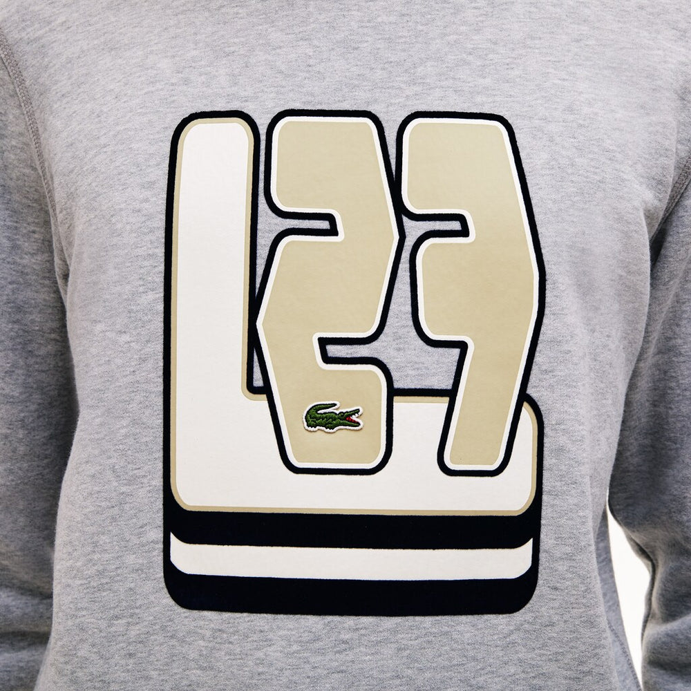 Mens   Crewneck L27-Print Cotton Blend Sweatshirt | Lacoste Grey Chine • Cca