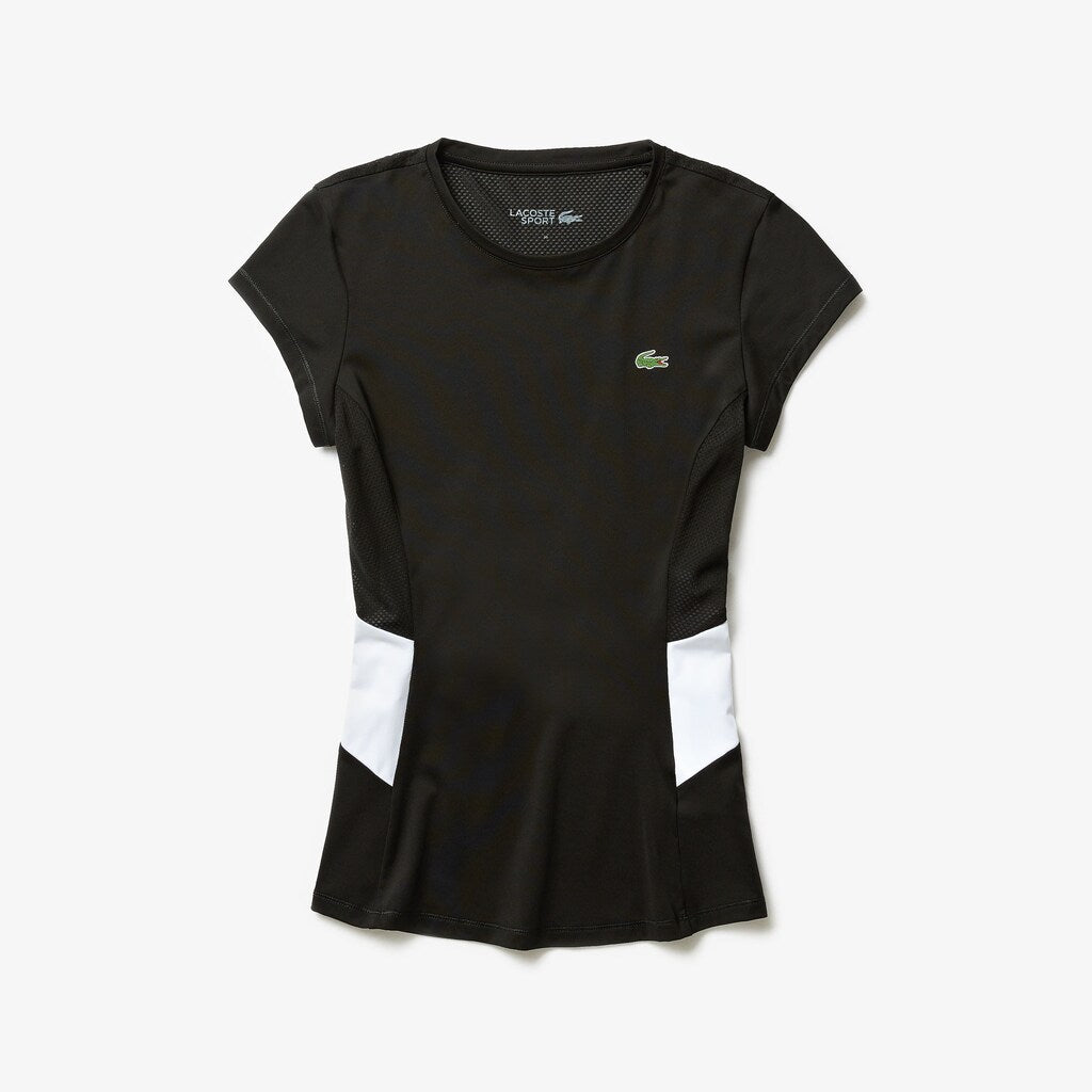 Womens Wo  SPORT Stretch Tech Jersey Mesh T-shirt | Lacoste Black / White / Black • 6Kj