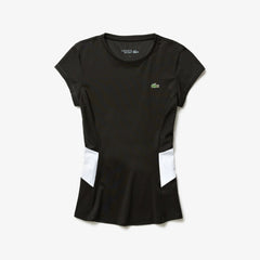 Womens Wo  SPORT Stretch Tech Jersey Mesh T-shirt | Lacoste Black / White / Black • 6Kj