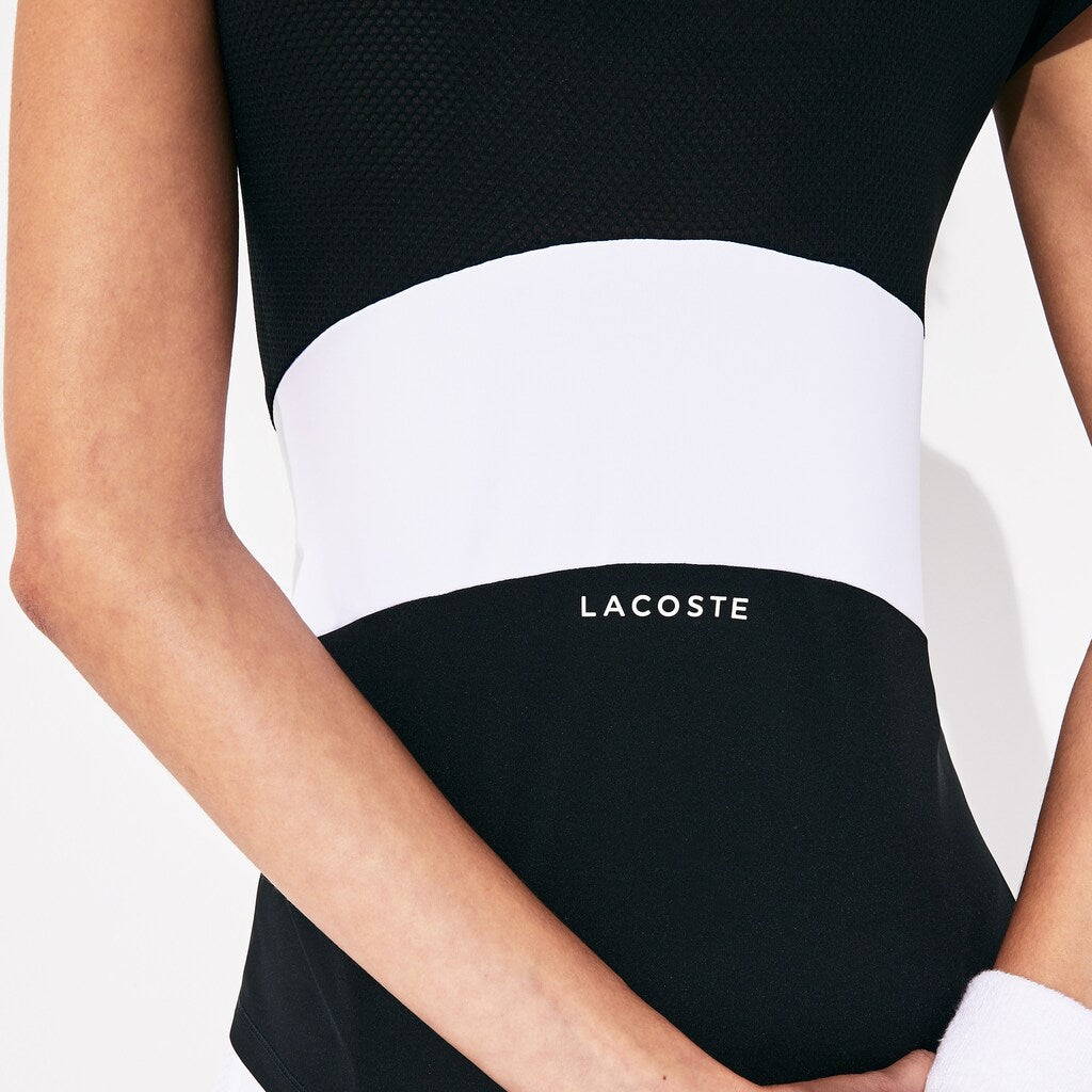 Womens Wo  SPORT Stretch Tech Jersey Mesh T-shirt | Lacoste Black / White / Black • 6Kj