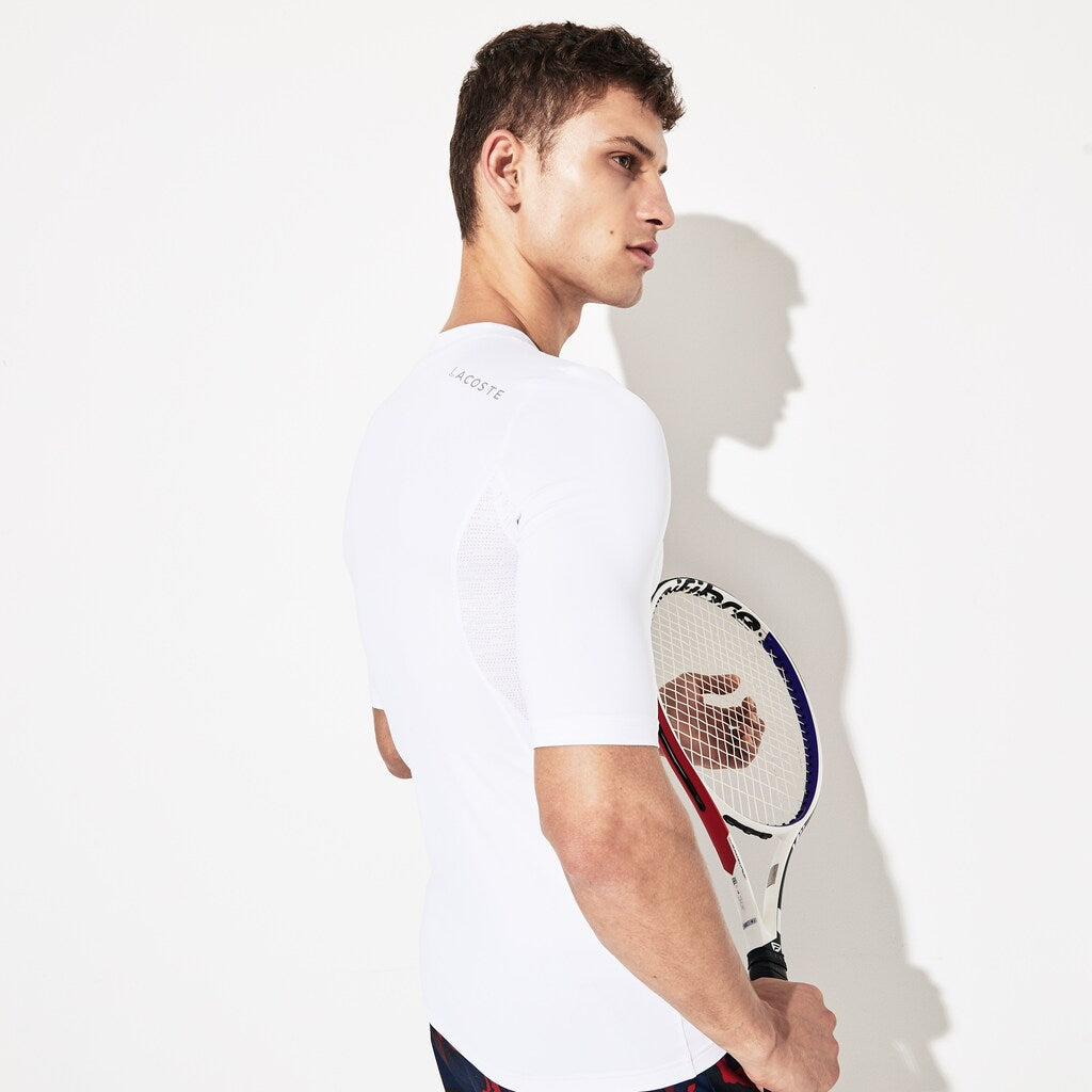 Mens   SPORT Novak Djokovic Ultra Dry Stretch Jersey T-shirt | Lacoste White • 800